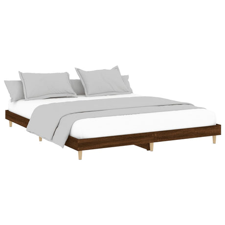 Vidaxl bedframe zonder matras 200x200 cm spaanplaat bruin eikenkleurig