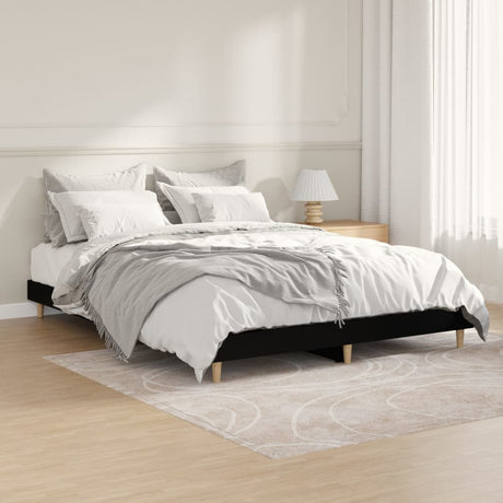 Vidaxl bedframe led massief hout zwart 140x190 cm