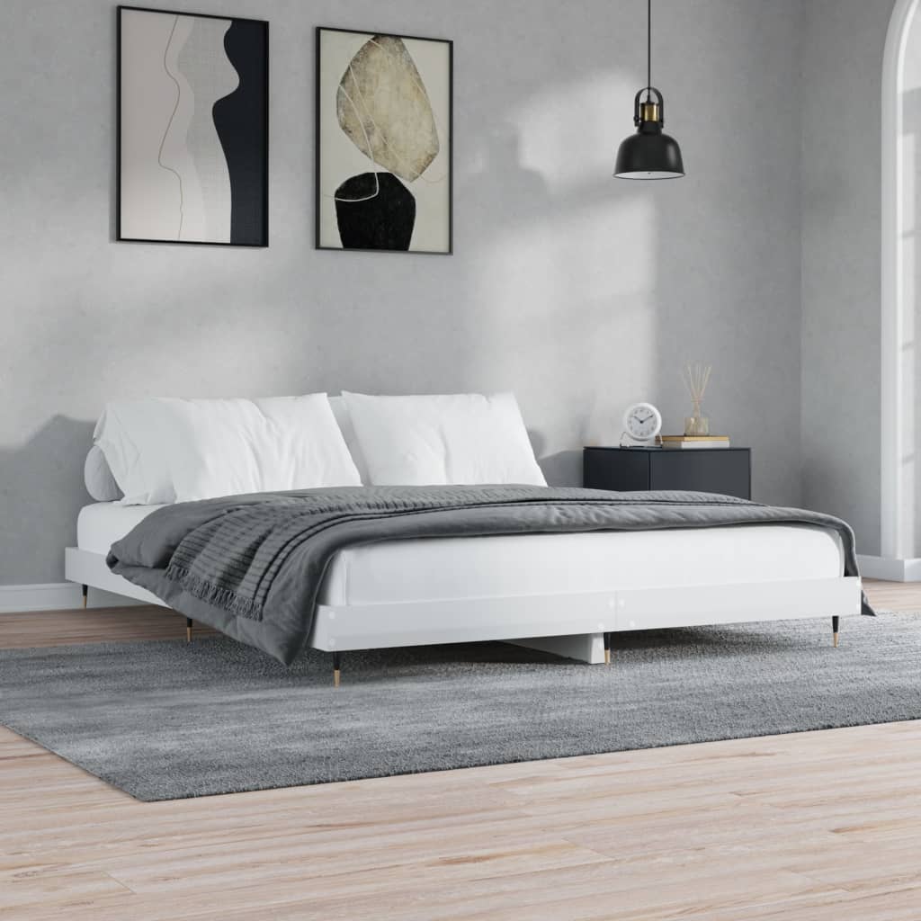 Vidaxl bedframe bewerkt hout hoogglans wit 200x200 cm
