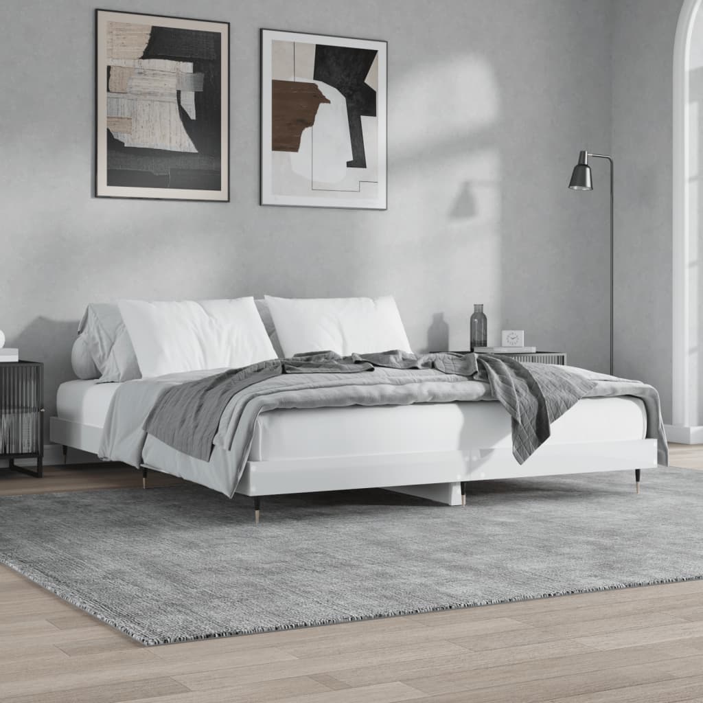 Vidaxl bedframe bewerkt hout hoogglans wit 140x200 cm