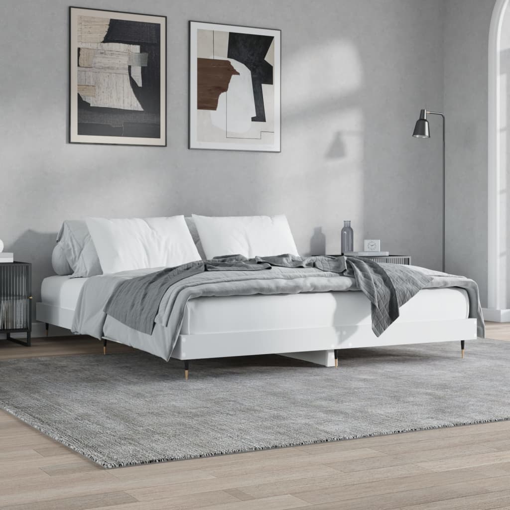 Vidaxl bedframe led massief hout wit 120x200 cm
