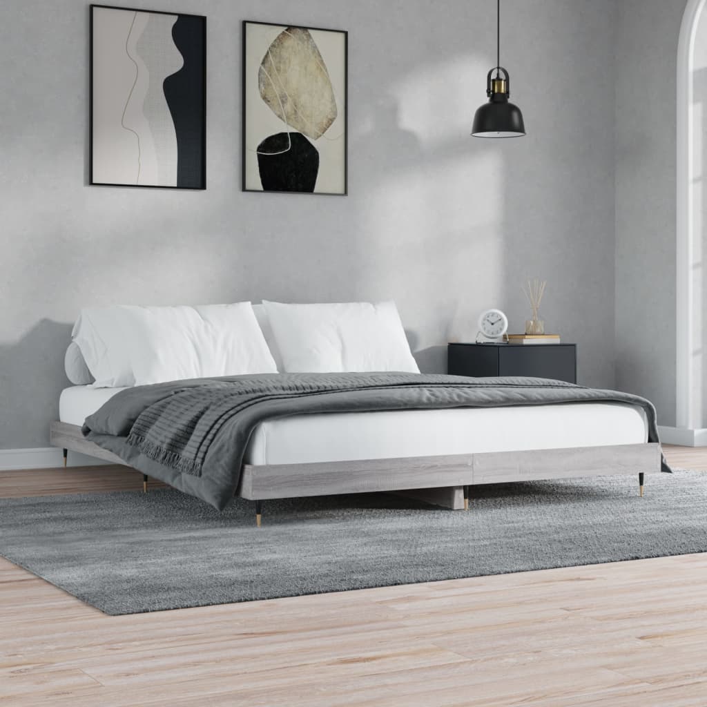Vidaxl bedframe bewerkt hout grijs sonoma eikenkleurig 120x200 cm