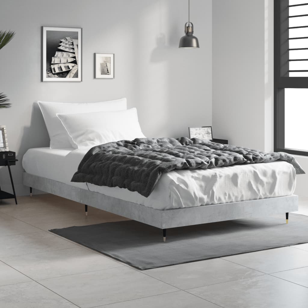 Vidaxl bedframe bewerkt hout betongrijs 100x200 cm