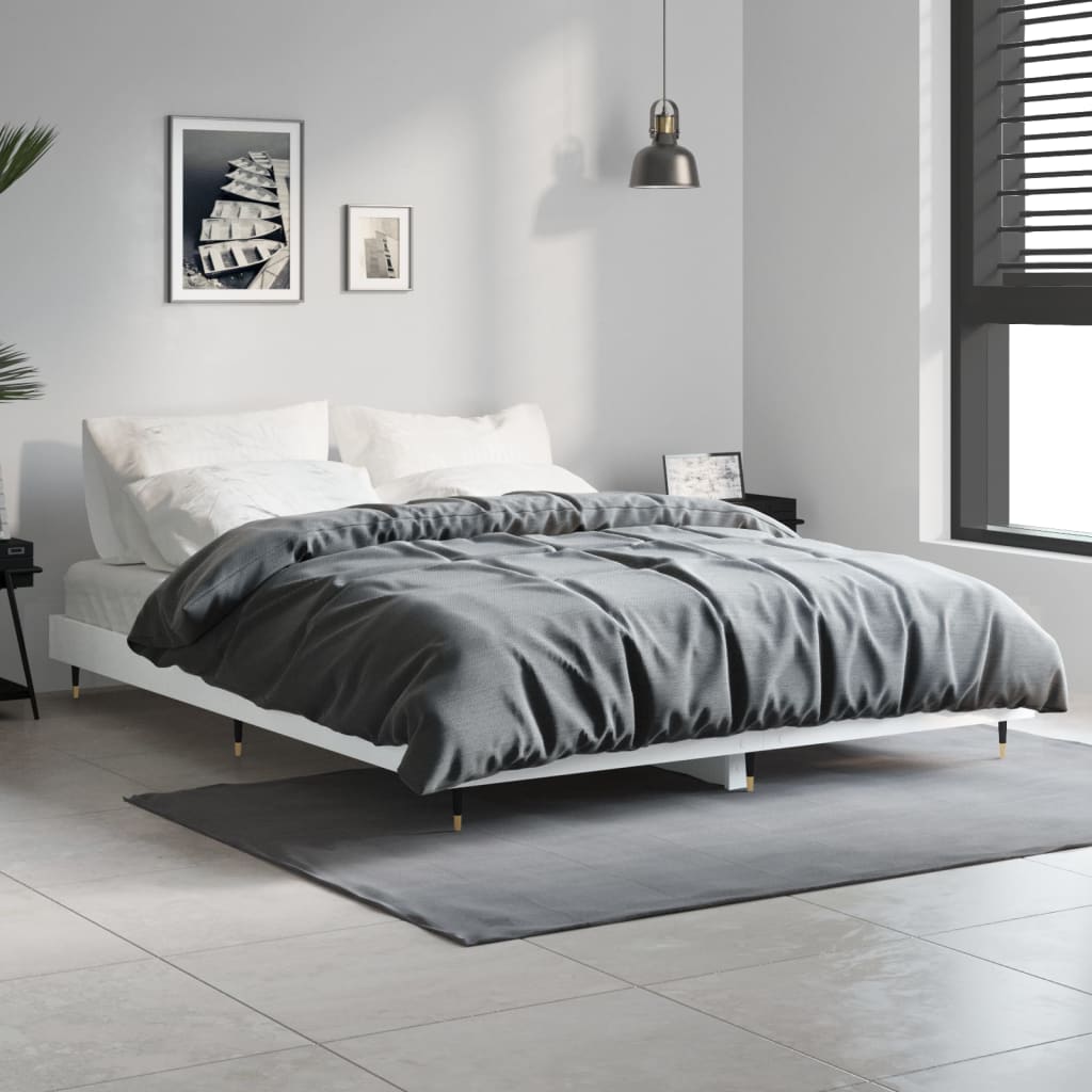 Vidaxl bedframe led massief hout wit 140x190 cm