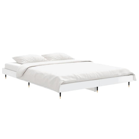 Vidaxl bedframe bewerkt hout hoogglans wit 135x190 cm