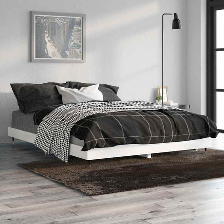 Vidaxl bedframe bewerkt hout hoogglans wit 135x190 cm