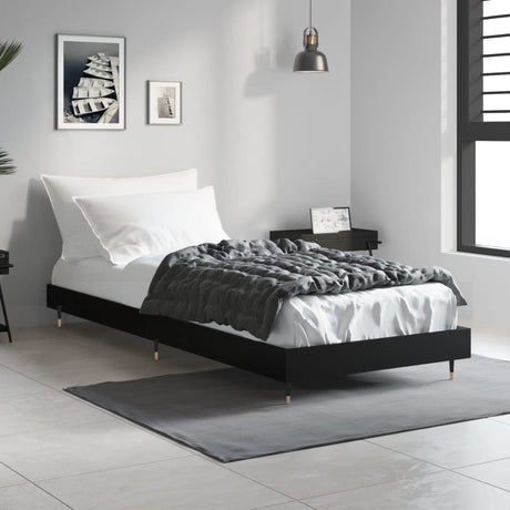 Vidaxl bedframe bewerkt hout zwart 75x190 cm