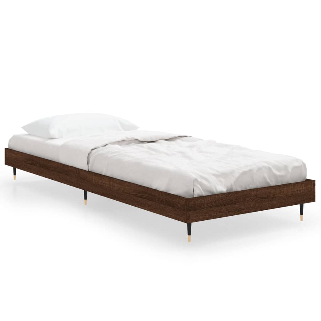 Vidaxl bedframe zonder matras bewerkt hout bruin eikenkleur 75x190 cm