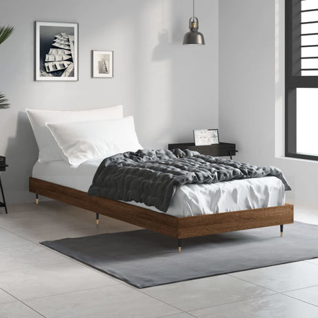 Vidaxl bedframe zonder matras bewerkt hout bruin eikenkleur 75x190 cm