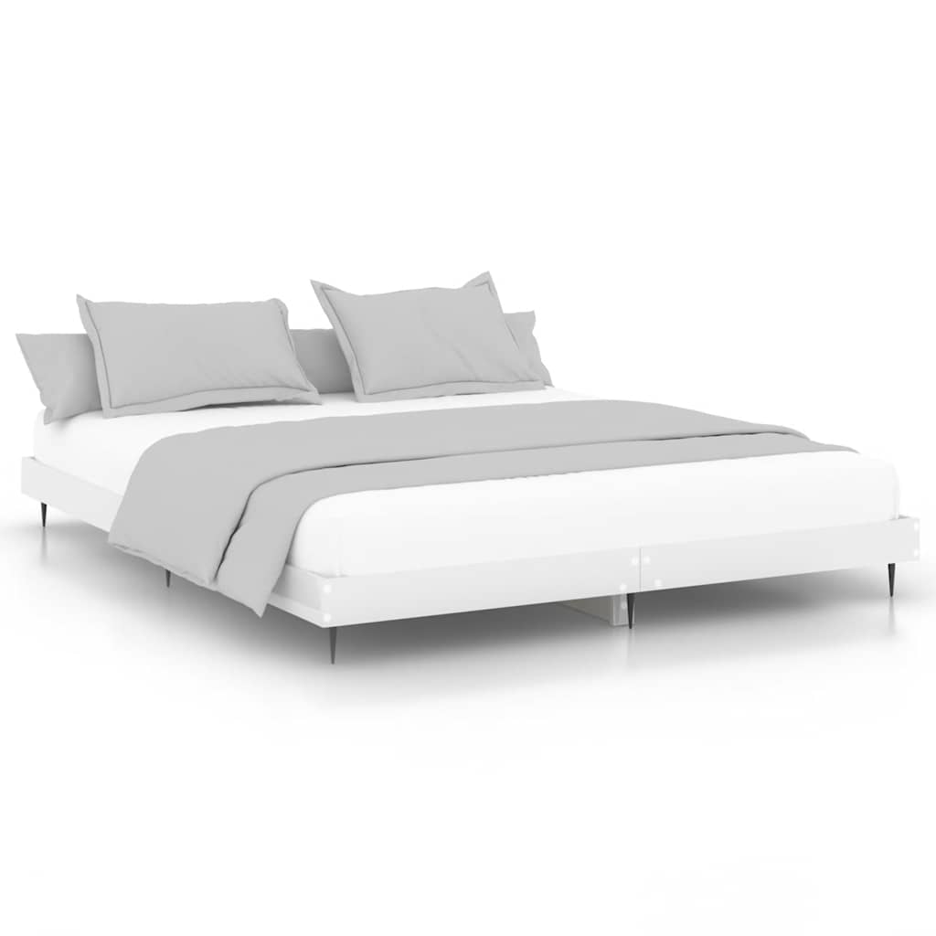 Vidaxl bedframe bewerkt hout hoogglans wit 150x200 cm