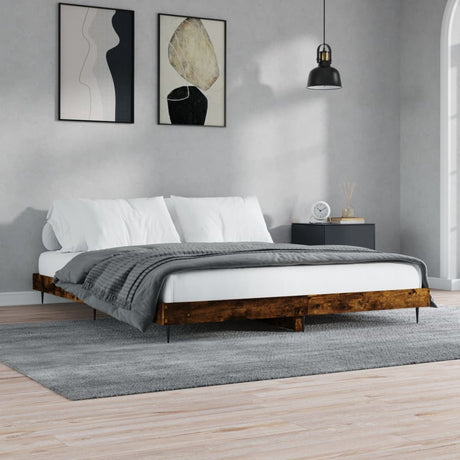 Vidaxl bedframe zonder matras hout gerookt eikenkleurig 150x200 cm