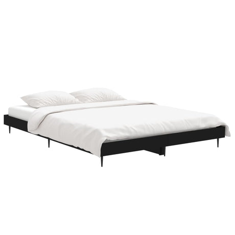 Vidaxl bedframe led massief hout zwart 140x190 cm