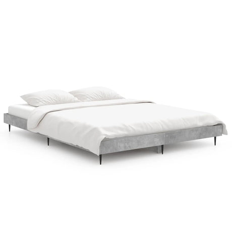 Vidaxl bedframe bewerkt hout betongrijs 140x190 cm