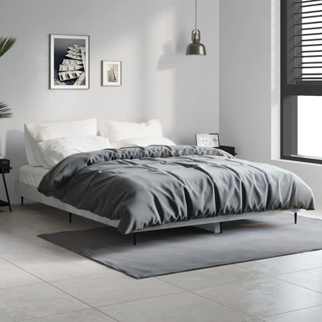Vidaxl bedframe bewerkt hout betongrijs 140x190 cm