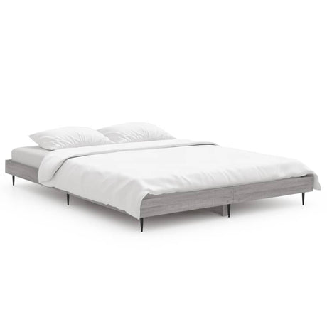 Vidaxl bedframe bewerkt hout grijs sonoma eikenkleurig 140x190 cm
