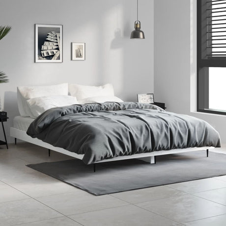 Vidaxl bedframe bewerkt hout hoogglans wit 135x190 cm