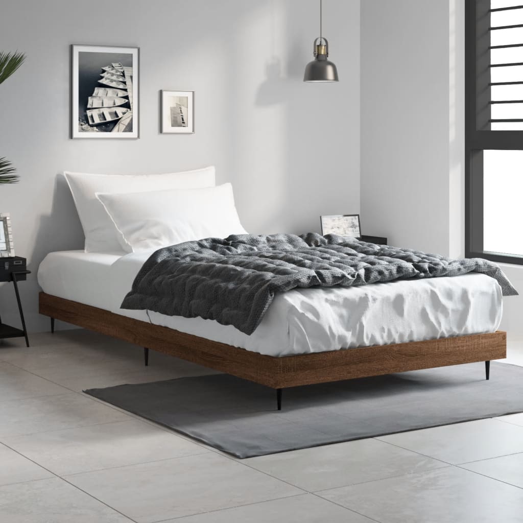 Vidaxl bedframe zonder matras bewerkt hout bruin eikenkleur 90x190 cm