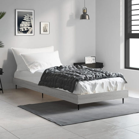 Vidaxl bedframe bewerkt hout grijs sonoma eikenkleurig 75x190 cm