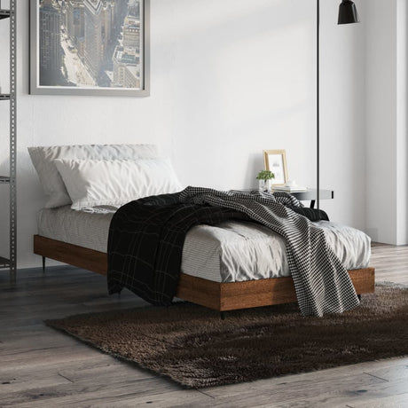 Vidaxl bedframe zonder matras bewerkt hout bruin eikenkleur 75x190 cm