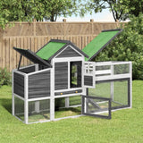 VidaXL Hühnerstall 186,5 x 58,5 x 113 cm, massives Kiefernholz, Grau