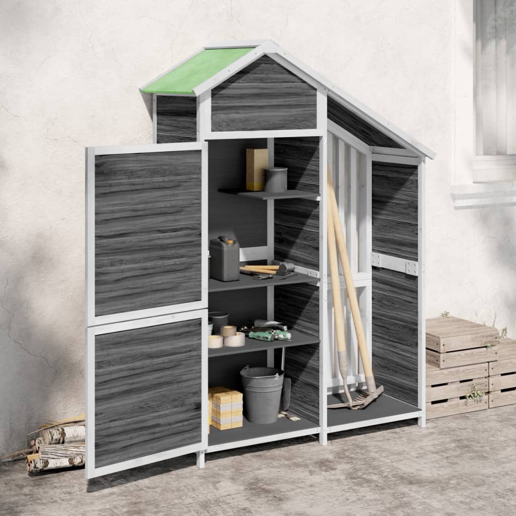 VidaXL Gartenhaus 120 x 53,5 x 170 cm, massives Kiefernholz, Grau