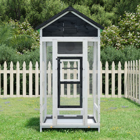 Vidaxx Voliere 91,5x53x170 cm massives Kiefernholz grau