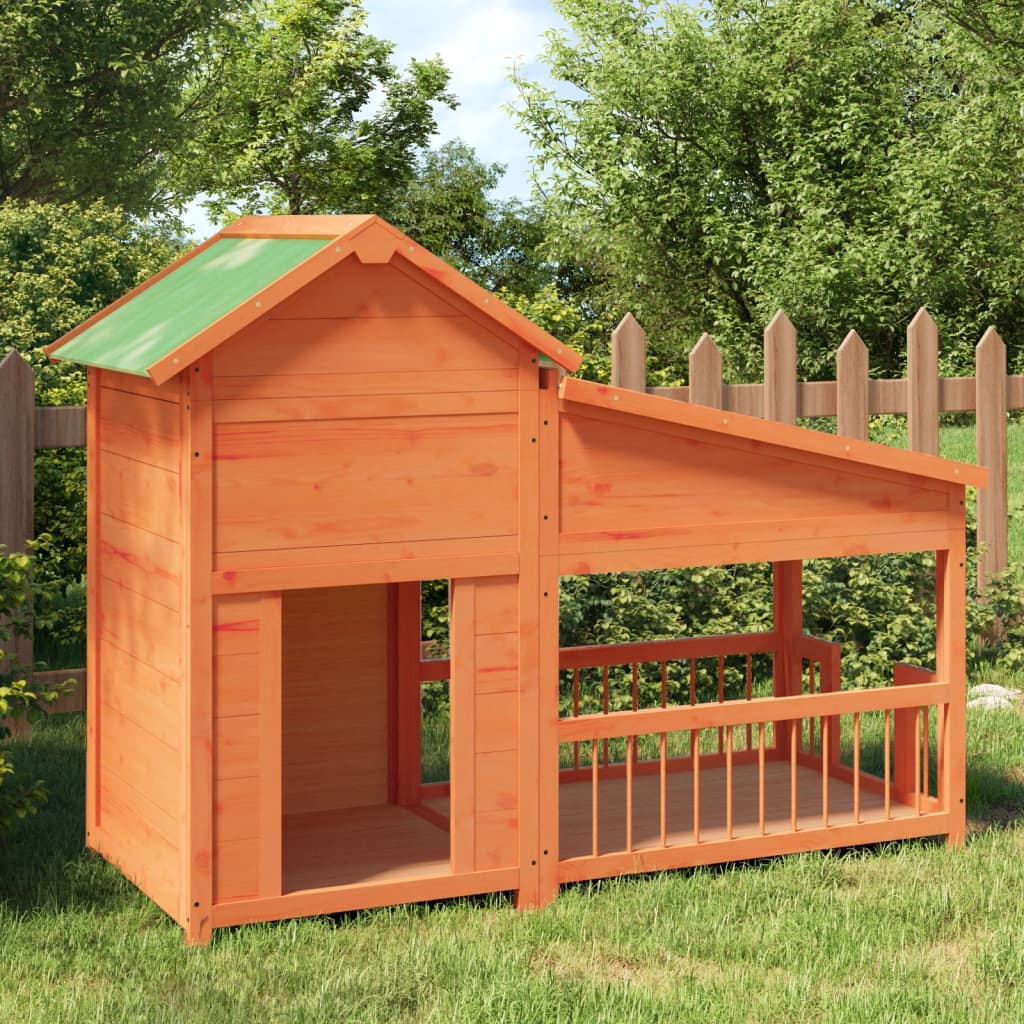 VidaXL Hundehütte 143x60,5x109 cm massives Kiefernholz braun
