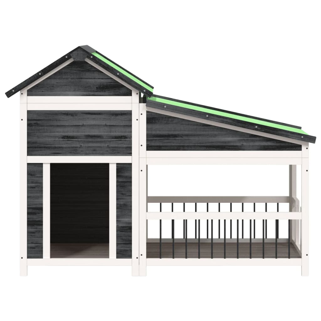 Vidaxx Hundehütte 143x60,5x109 cm massives Kiefernholz grau