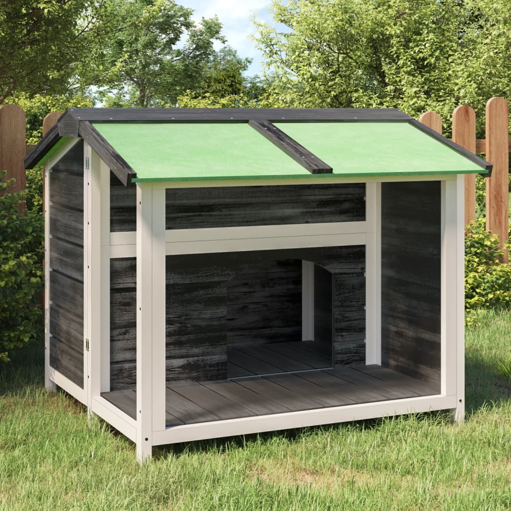 VidaXL Hundehütte 96x87x80,5 cm massives Kiefernholz grau