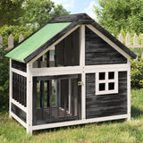 Vidaxxl Hundehütte 96x60,5x87 cm massives Kiefernholz grau