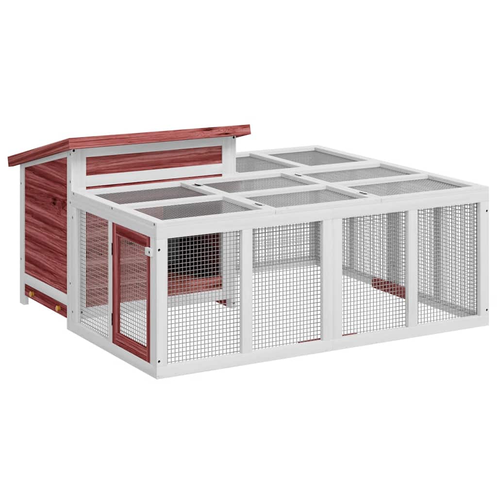 VidaXL Kaninchenstall 144 x 123 x 67,5 cm, massives Kiefernholz, Farbe Mokka