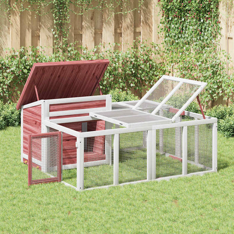 Vidaxxl Kaninchenstall 144x123x67,5 cm massives Kiefernholz mokkafarben