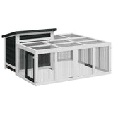 Vidaxxl Kaninchenstall 144x123x67,5 cm massives Kiefernholz grau