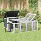 VidaXL Kaninchenstall 144x123x67,5 cm massives Kiefernholz grau