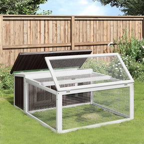 Vidaxxl Kaninchenstall 117,5x97x47,5 cm massives Kiefernholz grau
