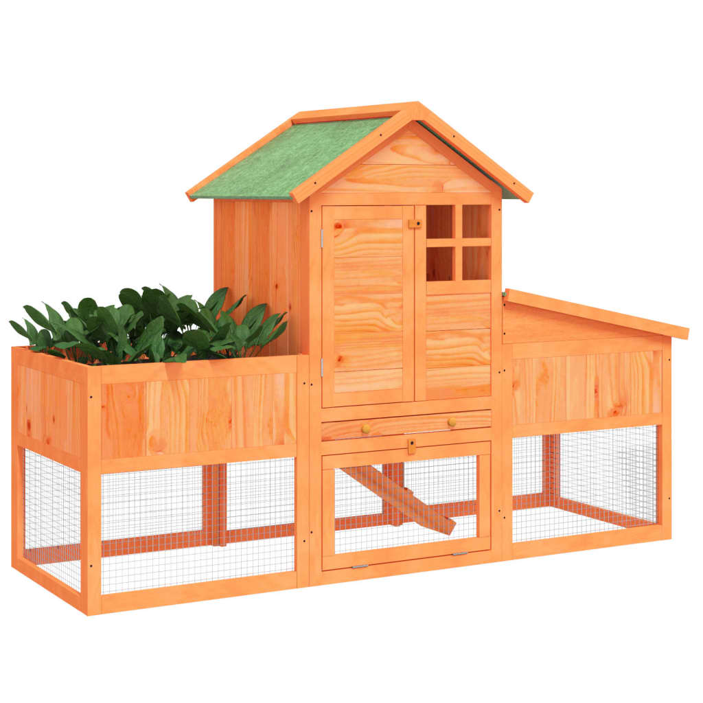 Vidaxx Kaninchenstall 170x63x113 cm massives Kiefernholz braun