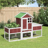 Vidaxxl Kaninchenstall 170x63x113 cm, massives Kiefernholz, mokkafarben