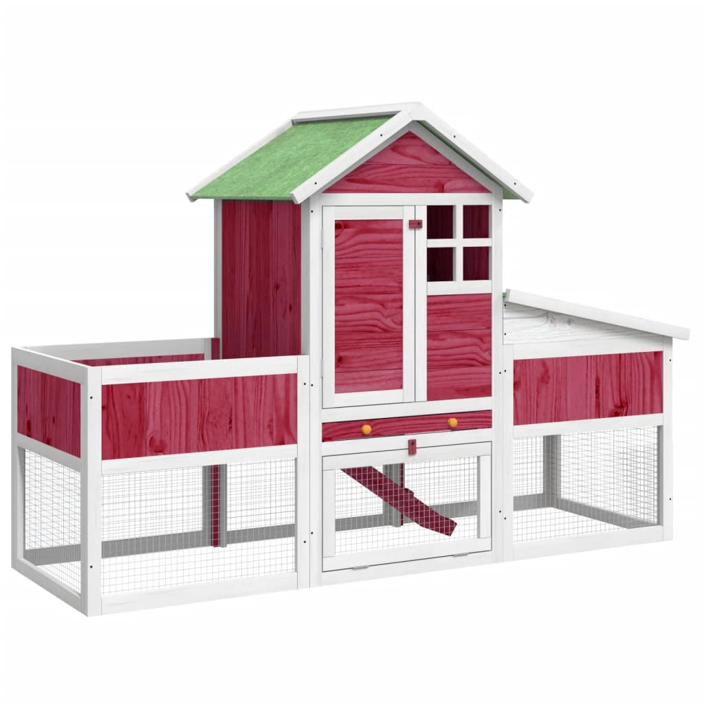 Vidaxx Kaninchenstall 170x63x113 cm massives Kiefernholz rot