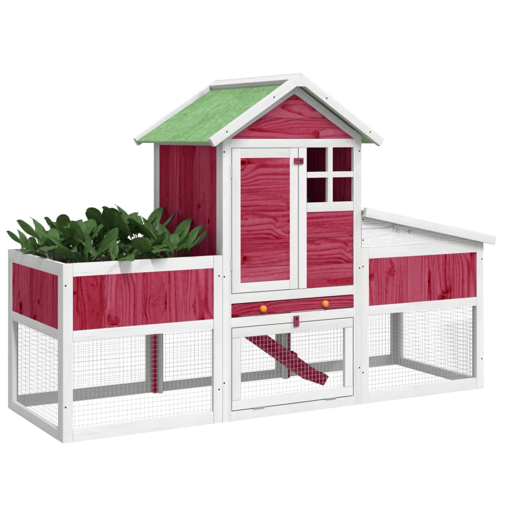 Vidaxx Kaninchenstall 170x63x113 cm massives Kiefernholz rot