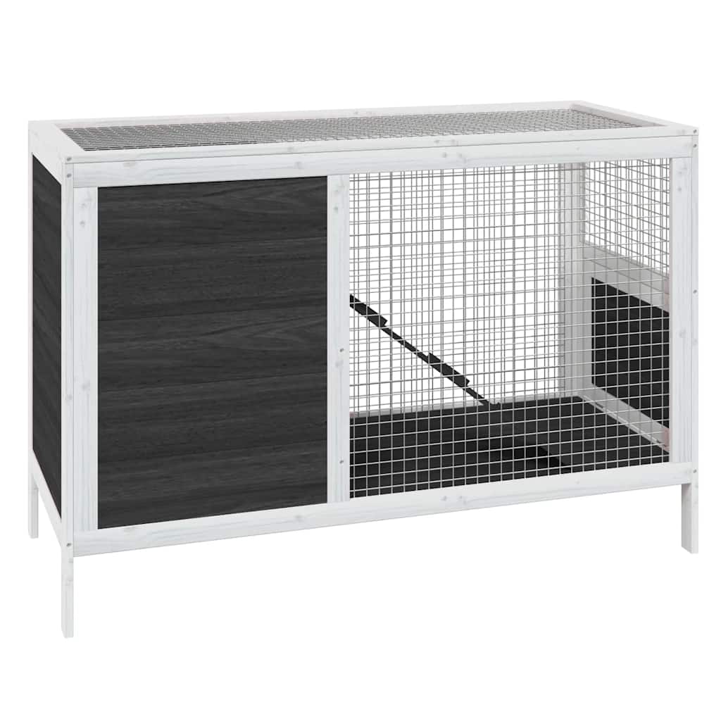 Vidaxxl Kaninchenstall 103x44x69,5 cm massives Kiefernholz grau