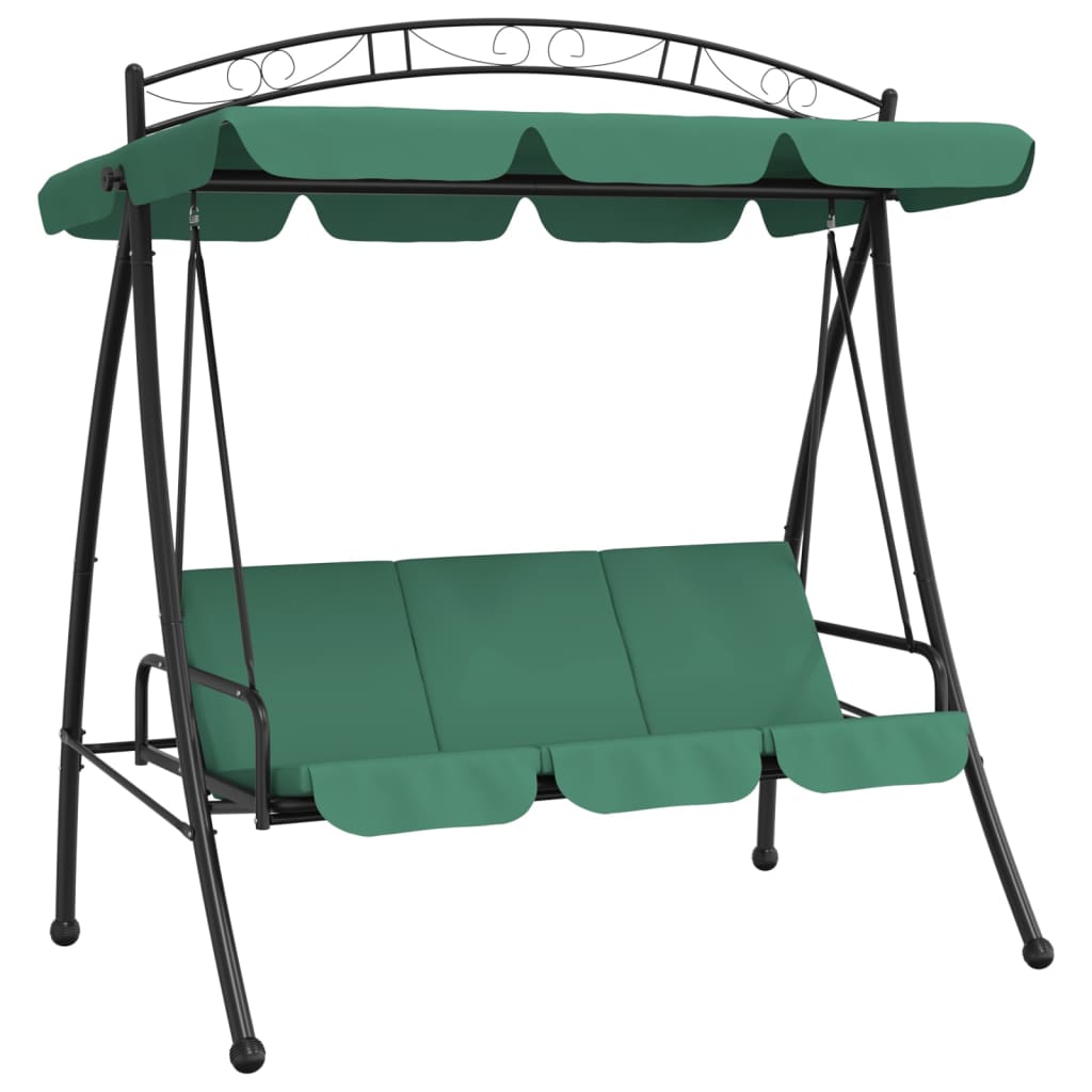 VidaXL Schaukelbank mit Baldachin 198 cm Stoff und Stahl grün