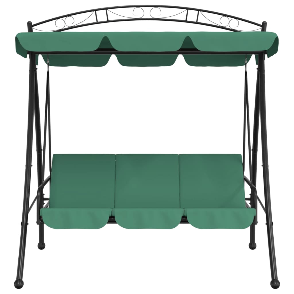 VidaXL Schaukelbank mit Baldachin 198 cm Stoff und Stahl grün
