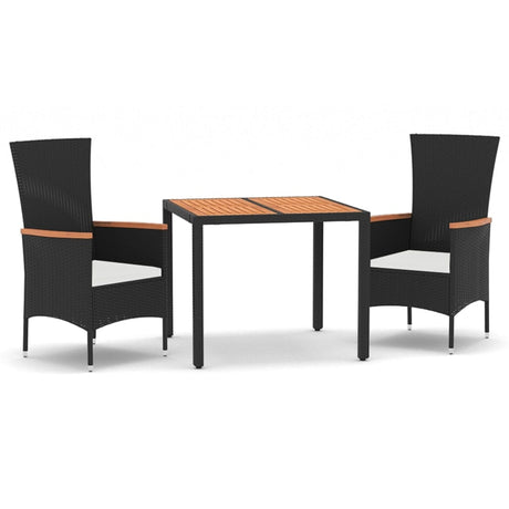 Vidaxl 3-delige tuinset met kussens poly rattan zwart