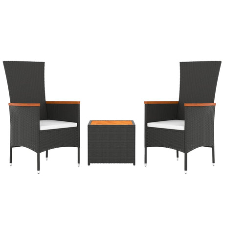 Vidaxl 3-delige loungeset poly rattan en massief acaciahout zwart
