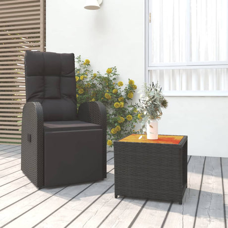 Vidaxl 2-delige loungeset poly rattan en massief acaciahout zwart