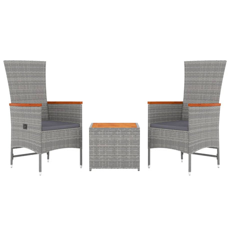 Vidaxl 3-delige loungeset poly rattan en massief acaciahout grijs