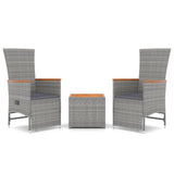 Vidaxl 3-delige loungeset poly rattan en massief acaciahout grijs