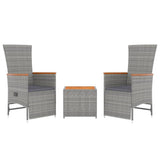 Vidaxl 3-delige loungeset poly rattan en massief acaciahout grijs