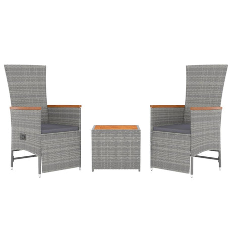 Vidaxl 3-delige loungeset poly rattan en massief acaciahout grijs