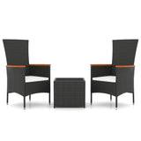 Vidaxl 3-delige loungeset poly rattan en staal zwart